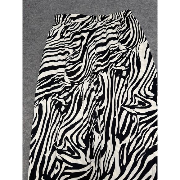 Rachel Zoe Wide Leg Bold Animal Print Pants Small Black Ivory Womens Pull On - Picture 2 of 10